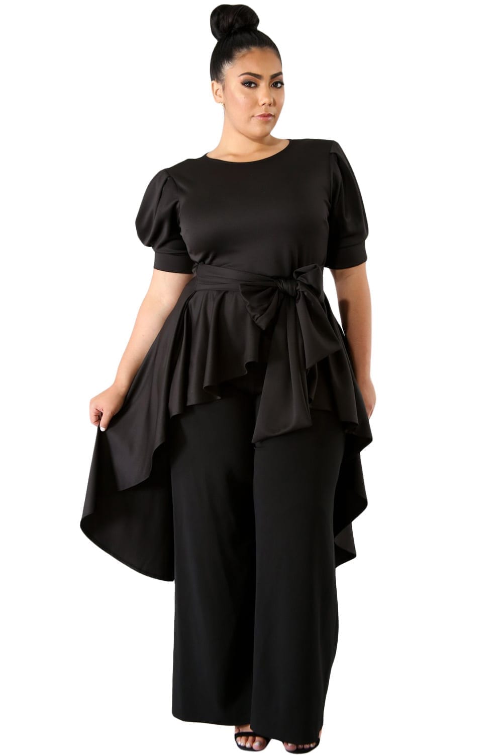 Black-Puff-Long-Tail-Plus-Size-Top-LC251