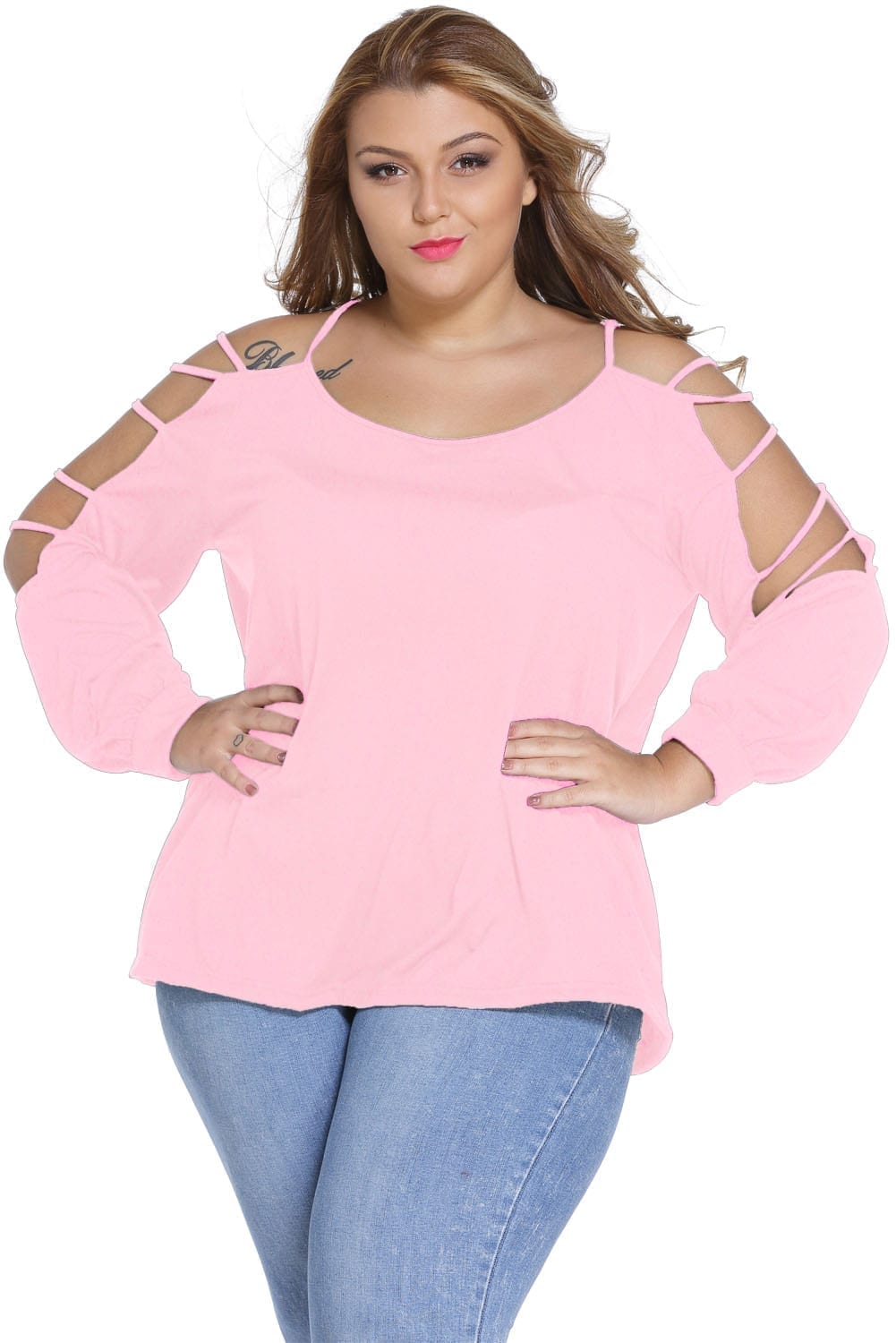Pink-Plus-Cut-out-Swing-Arm-Top-LC25757-