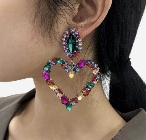 Heart Rhinestone Earrings