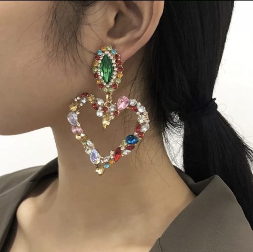 Heart Rhinestone Earrings