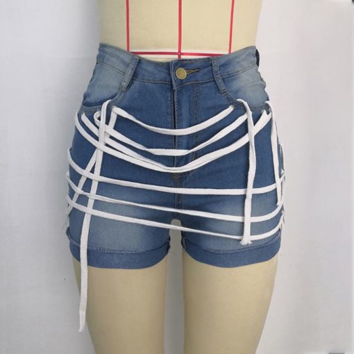 Trendy Bandage Trendy Vetement femme Womens Summer Jeans Denim Pants Women Shorts - Image 3