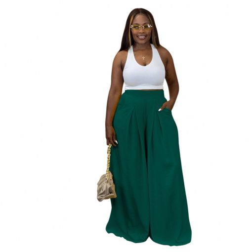 SkinBodyU Women's solid color wide-leg pants casual pants trousers 3 colors - Image 3