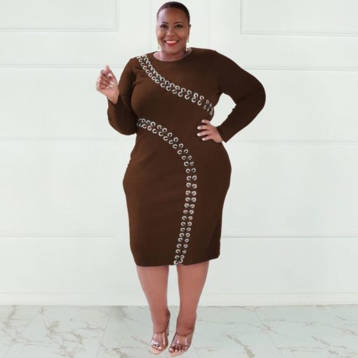 SkinBodyU hollow strap tight plus size women's dress - Image 3