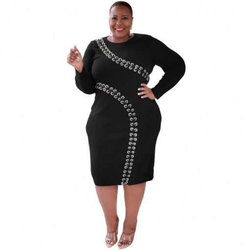SkinBodyU hollow strap tight plus size women's dress - Image 5
