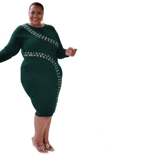 SkinBodyU hollow strap tight plus size women's dress - Image 4