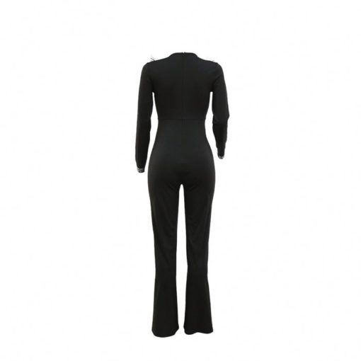 SkinBodyu feathers bodycon jumpsuits rhinestone wide leg jumpsuit - Image 5