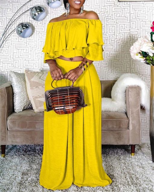 SkinBodyU 2-piece collared wide leg pants set - Image 2